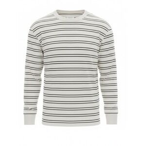 Mode of One Mens Long Sleeve Relaxed Fit Stripe TShirt in Neo Natural Size XXL